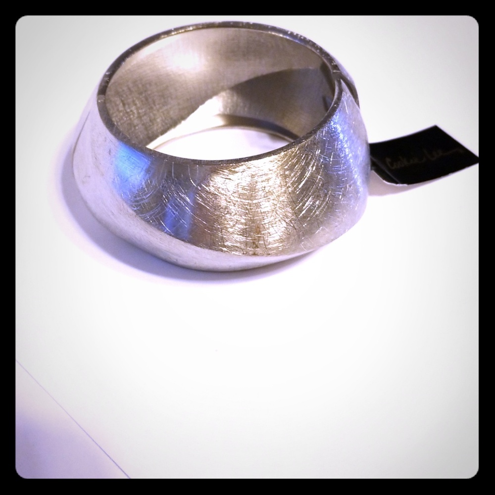 Cookie Lee brushed silver-toned bangle bracelet